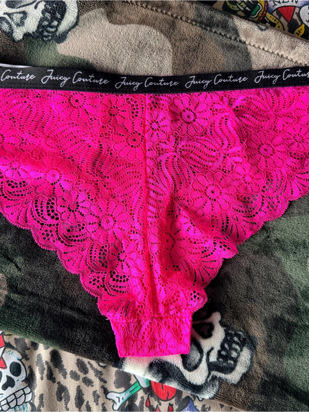 Juicy Couture Bright Hot Pink Lace Bikini Panty